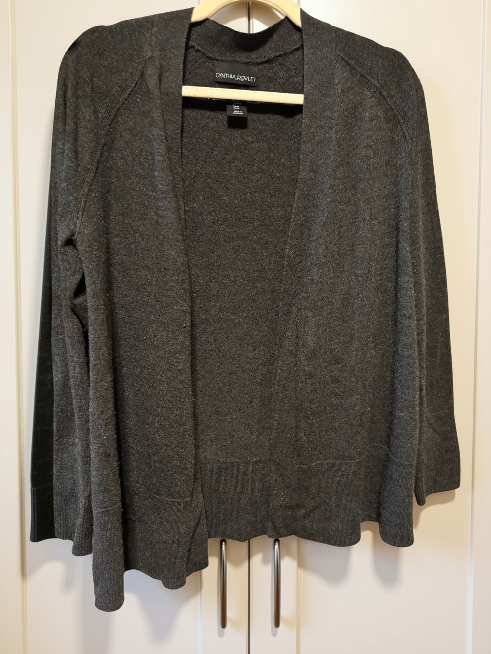 Cynthia Rowley Charcoal Open-Front merino wool Cardigan